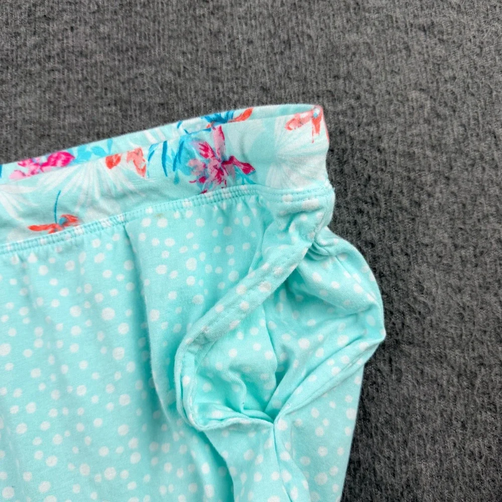 Carole Hochman Pajama Shorts Women's XXL Aqua Blue Polka Dot Floral Trim Cotton‎